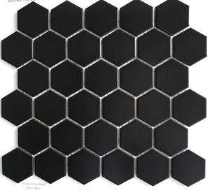 39086 Hexagonal mosaik sort mat ,ca 5x5cm