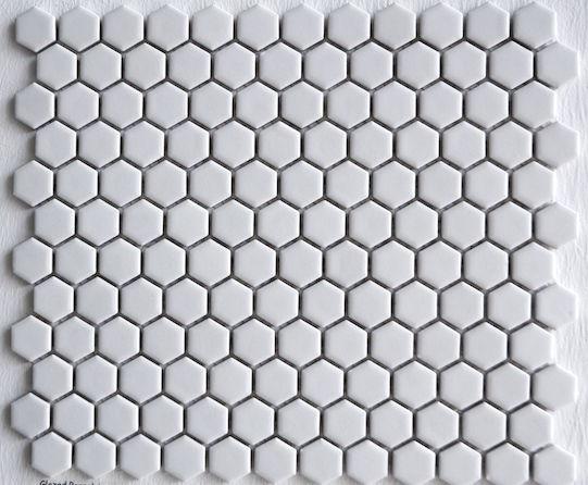 39084 Hexagonal hvid mat mosaik 23x23mm