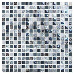 39224 Mosaik mix glas og metal glaseret 15x15 mm,Crystal Fashion ,Hong Kong mix mat+blanke, kr, 1130,- per kasse