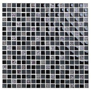 39225 Mosaik mix glas, marmor  og metal glaseret 15x15 mm,Crystal Fashion ,underberg. mix mat+blanke, kr, 1130,- per kasse