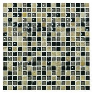 39233 Mosaik i mix glas og marmor. 15x15 mm,Crystal Marmor.Melbourne mix mat+blanke, kr, 1195,- per kasse