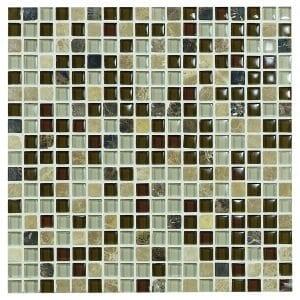 39236 Mosaik i mix glas og marmor. 15x15 mm,Crystal Marmor.Izmir mix mat+blanke, kr, 1195,- per kasse