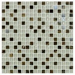 39237 Mosaik i mix glas og marmor. 15x15 mm,Crystal Marmor.Dallas mix mat+blanke, kr, 1195,- per kasse