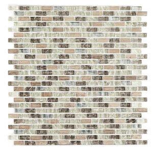 39241 Mosaik i mix glas og metal. 10x23 mm,Glass -Brick ,Nairobi mix mat+blanke, kr, 890,- per kasse